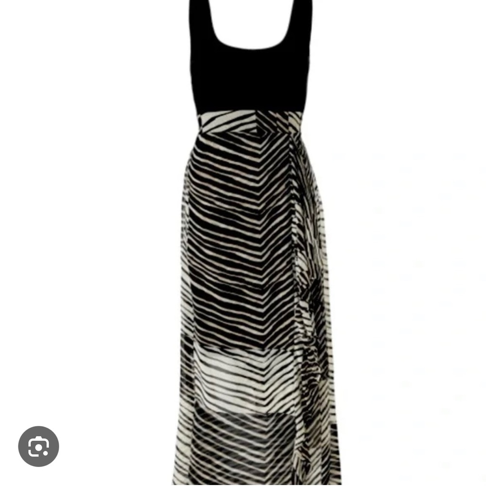 Cabi Maxi ruffle black and white dress